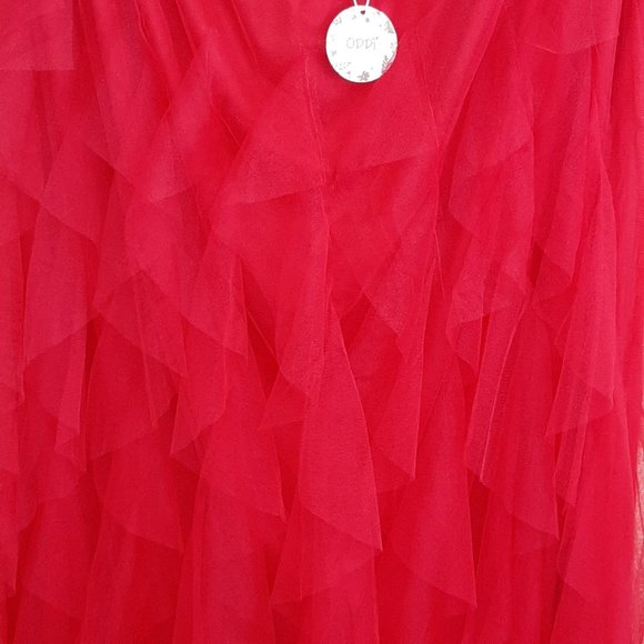 NWT!!! ODDY 2-way Styling RED Tulle Skirt/Strapless Dress - Picture 2 of 11